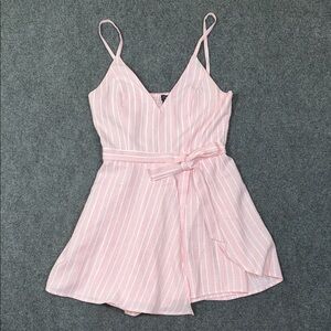 Privy Light Pink Striped Wrap Romper (DJ1)